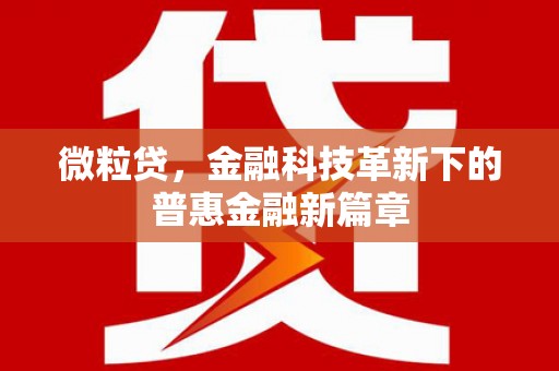 景泰微粒贷，金融科技革新下的普惠金融新篇章