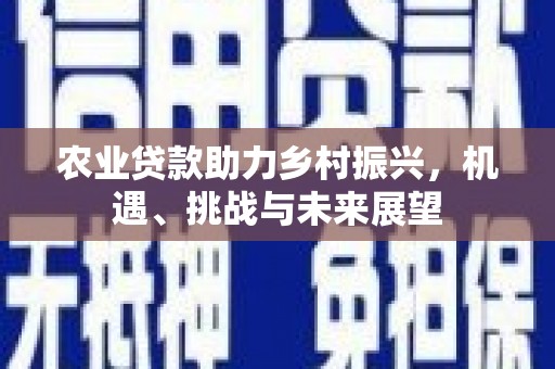景泰农业贷款助力乡村振兴，机遇、挑战与未来展望