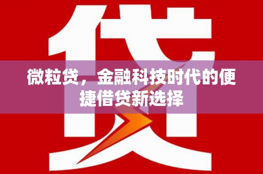 景泰微粒贷，金融科技时代的便捷借贷新选择